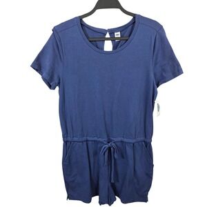 NEW Old Navy Jersey Knit Drawstring Waist Keyhole Back Romper Womens M Tall /A22